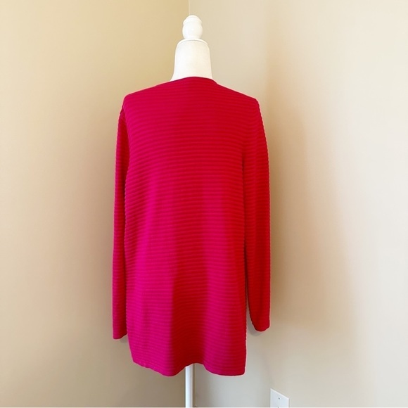 Talbots Open Front Ribbed Long Sleeve Pink Cardigan - Large - Picture 3 of 8